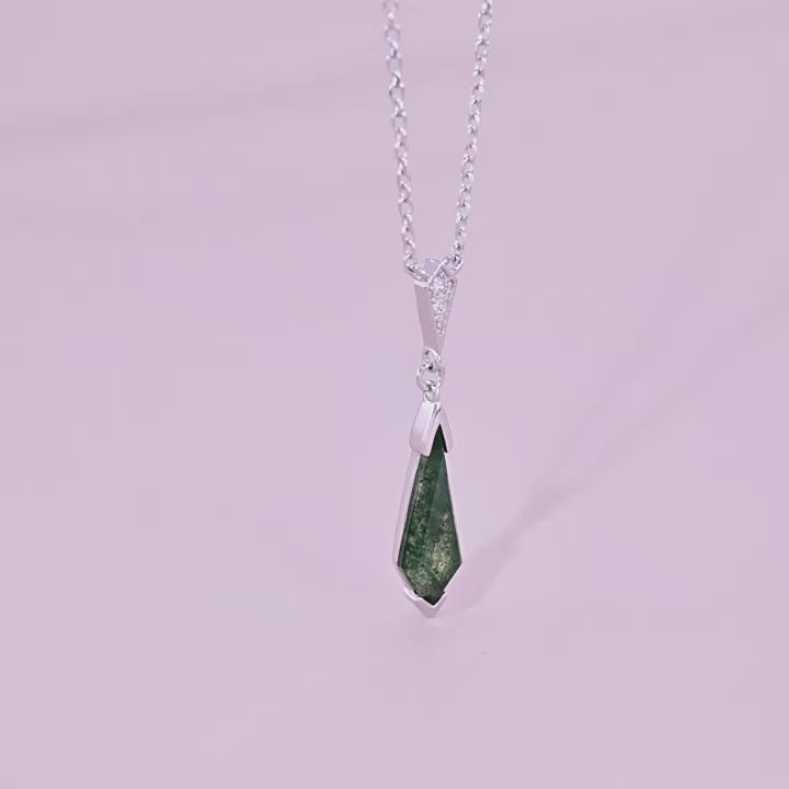 Origsoul Sterling Necklace Silver with Green Gem Pendant