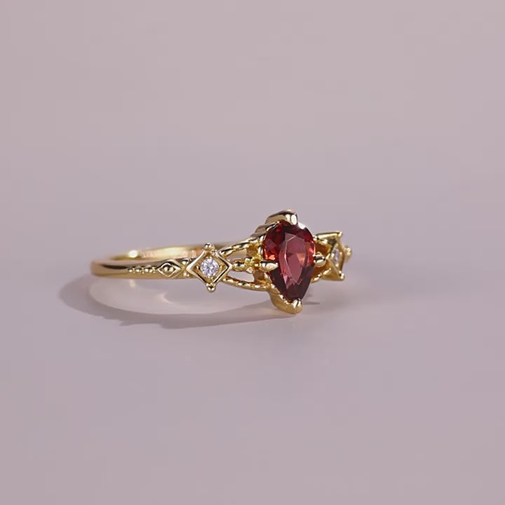 Origsoul Sterling Silver Ring Jewellery with Red Gem