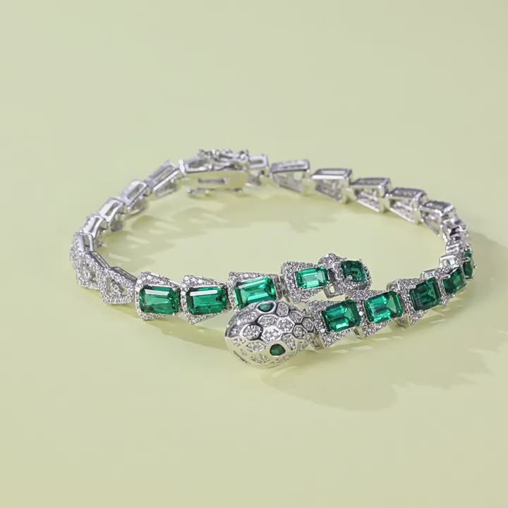 Origsoul Bracelet Sterling Silver with Emerald Stones