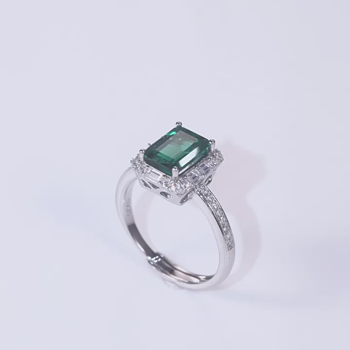 Origsoul Emerald Cut-Engagement Ring with Halo Diamonds