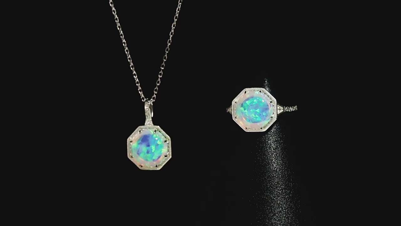 Origsoul Opal Pattern Silver Jewelry Pendant Necklace