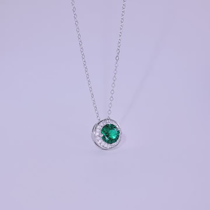Origsoul Emerald Necklace with Diamond Halo Pendant