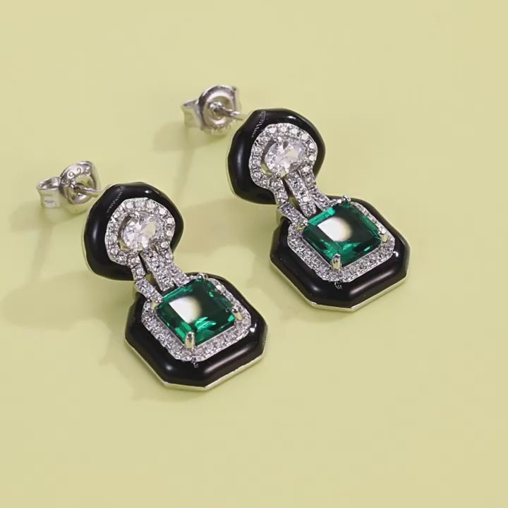 Origsoul Silver Sterling Jewellery Emerald Earrings