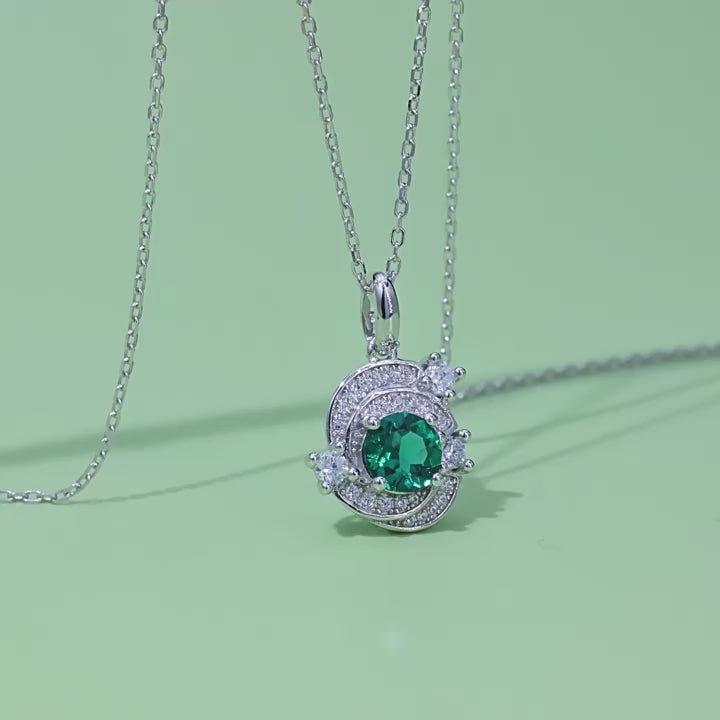 Origsoul Necklace Silver Sterling with Emerald & Cubic Zirconia