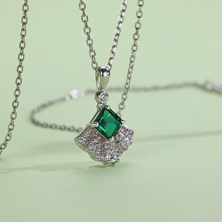 Origsoul Sterling Silver Necklace with Emerald Pendant
