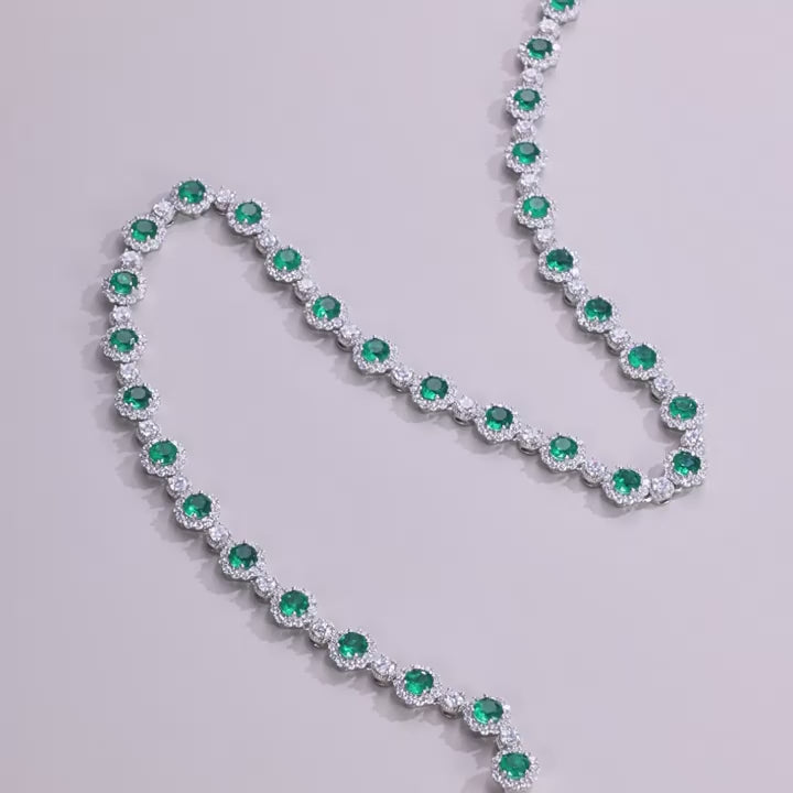 Origsoul Sterling Silver Jewerly Emerald Tennis Bracelet
