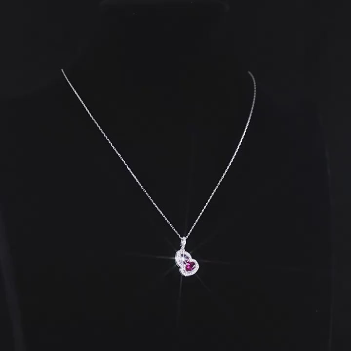 Origsoul Sterling Silver Necklace with Ruby Heart Pendant