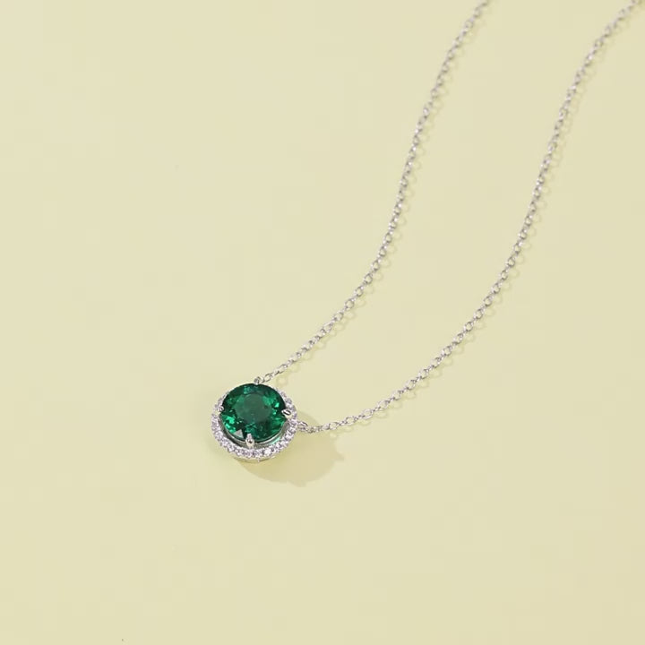 Origsoul Emerald Pendant Necklace and Choker Silver Chain