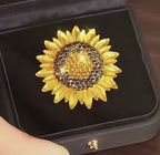 Origsoul Van Gogh Sunflower Brooch with Sparkling Crystals