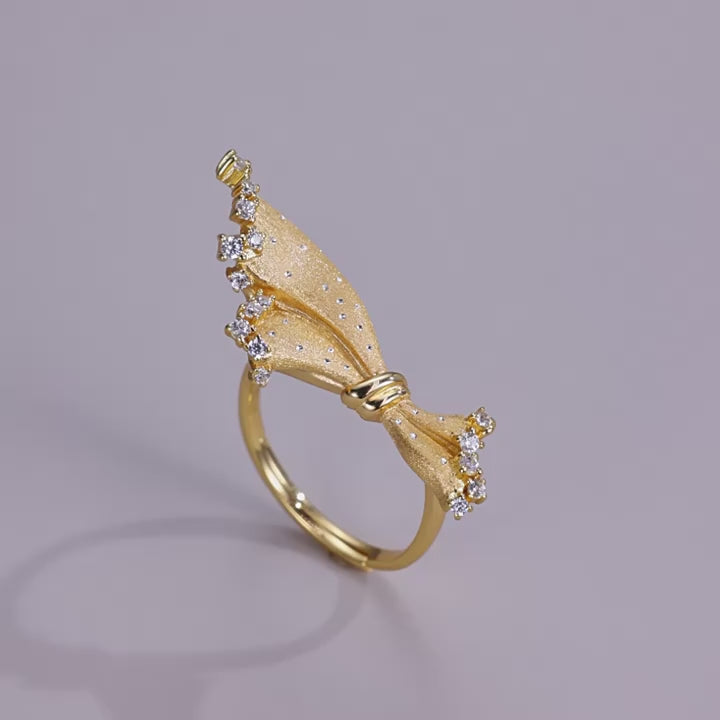 Origsoul Ring Sterling Silver Gold Bow Design
