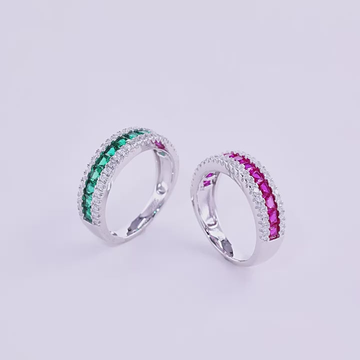 Origsoul Ring Sterling Silver Emerald & CZ Accent