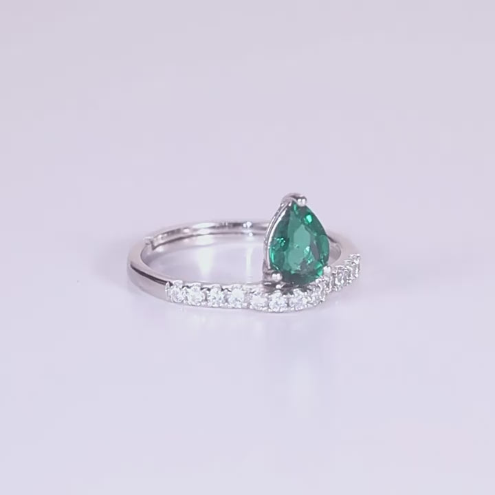 Origsoul Engagement Ring Emerald Cut Green Gemstone