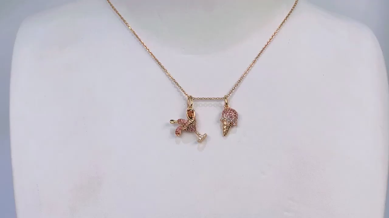 Origsoul Sterling Silver Jewlry Gold Ice Cream Pendant
