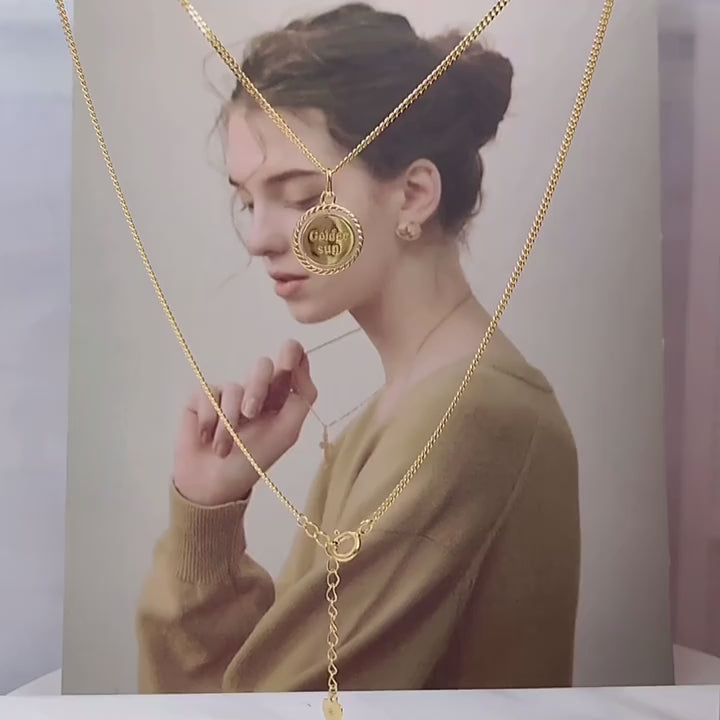 Origsoul Gold Sun Charm Jewelry Necklace- Cosmic Style