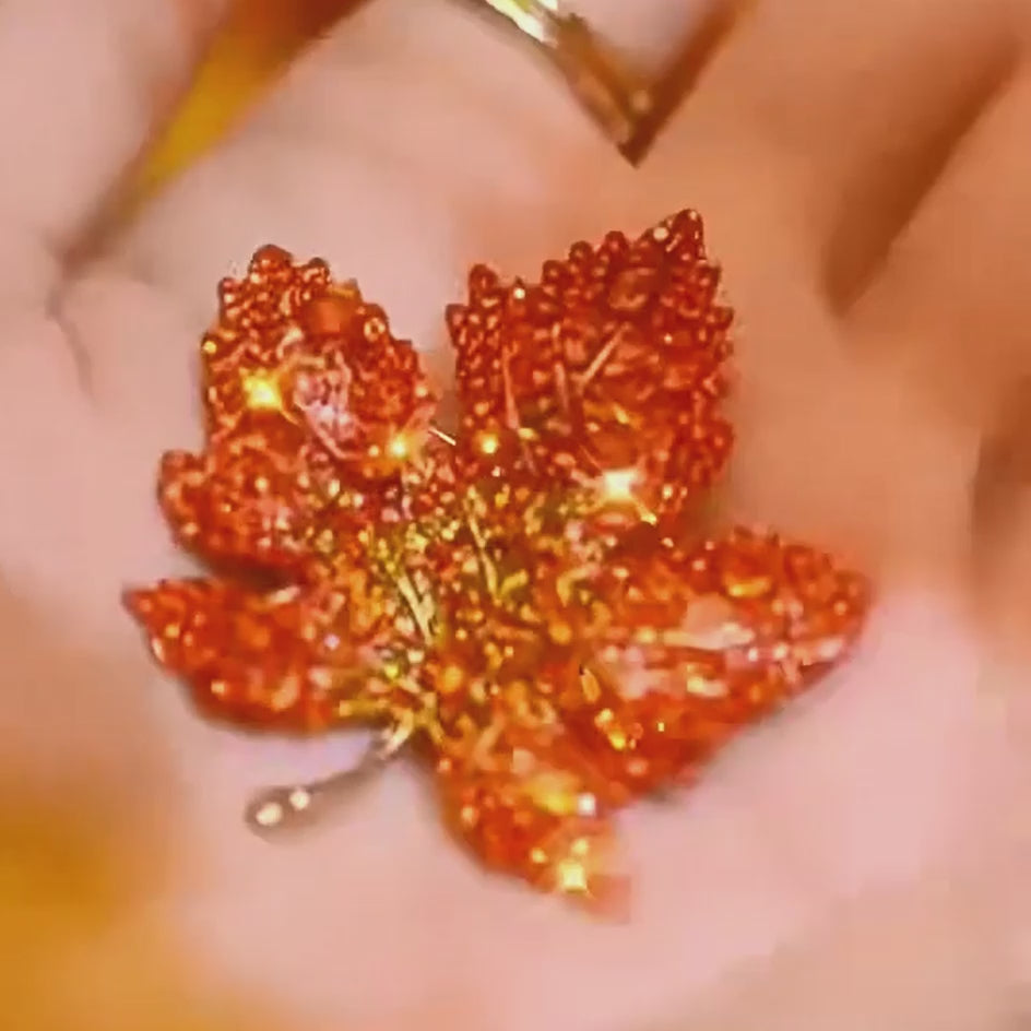 Origsoul Toronto Maple Leaf Brooch with Crystal Detail