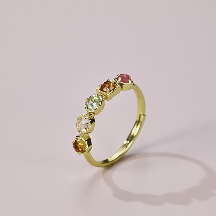Origsoul Sterling Silver Jewerly Gold Gemstone Ring