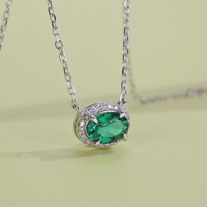 Origsoul Sterling Silver Necklace with Emerald Gemstone
