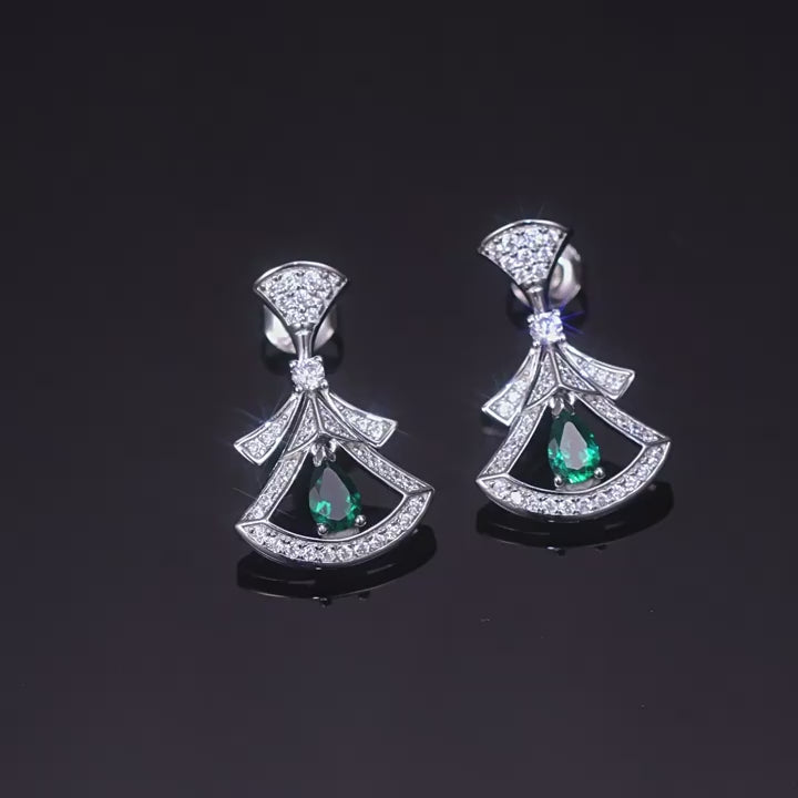 Origsoul Silver Sterling Silver Earrings with Green Gemstone