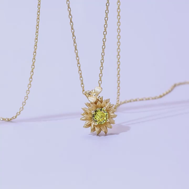 Origsoul Sterling Silver Jelwery Sunflower Pendant Necklace