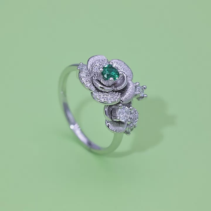 Origsoul Sterling Silver Ring Jewellery with Emerald Accent
