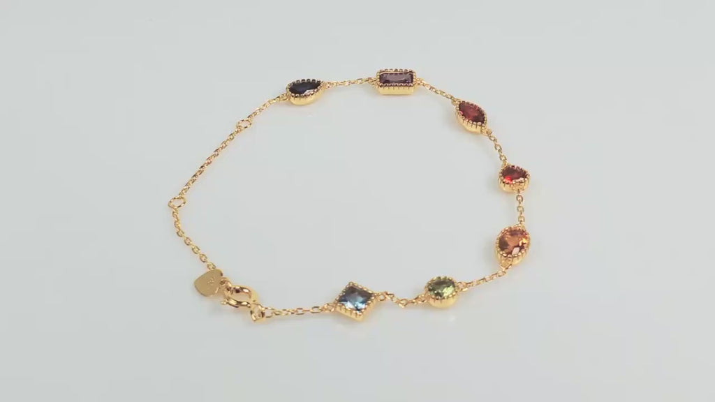 Origsoul Bracelet Sterling Silver with Multicolor Gems