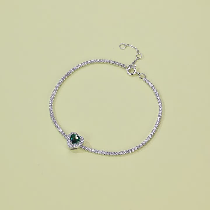 Origsoul Heart Pendant Bracelet with Emerald Accent