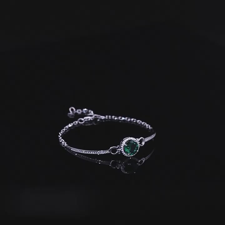 Origsoul Elegant Bracelet with Emerald and Sterling Silver