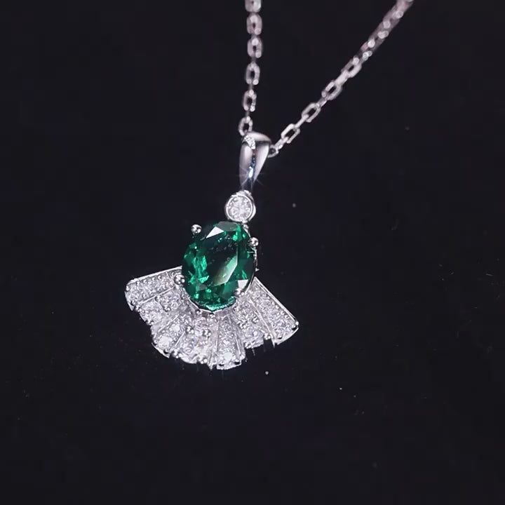 Origsoul Sterling Silver Necklace with Green Gemstone