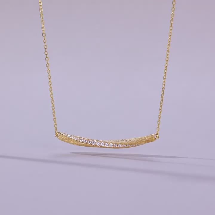 Origsoul Sterling Necklace Silver with Gold Bar & Crystals