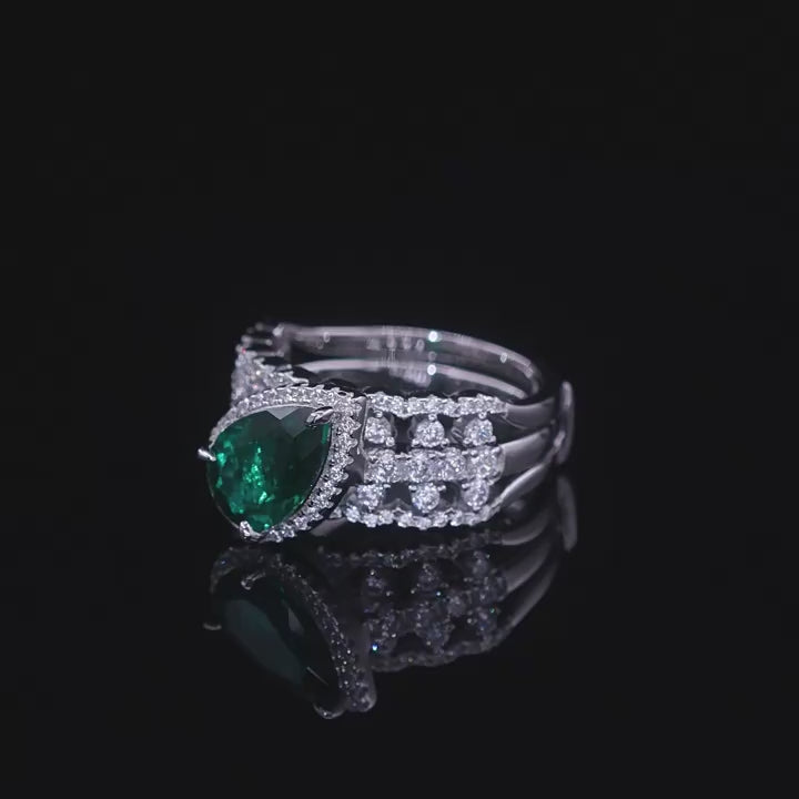 Origsoul Emerald Cut Engagement Ring with Diamond Accents