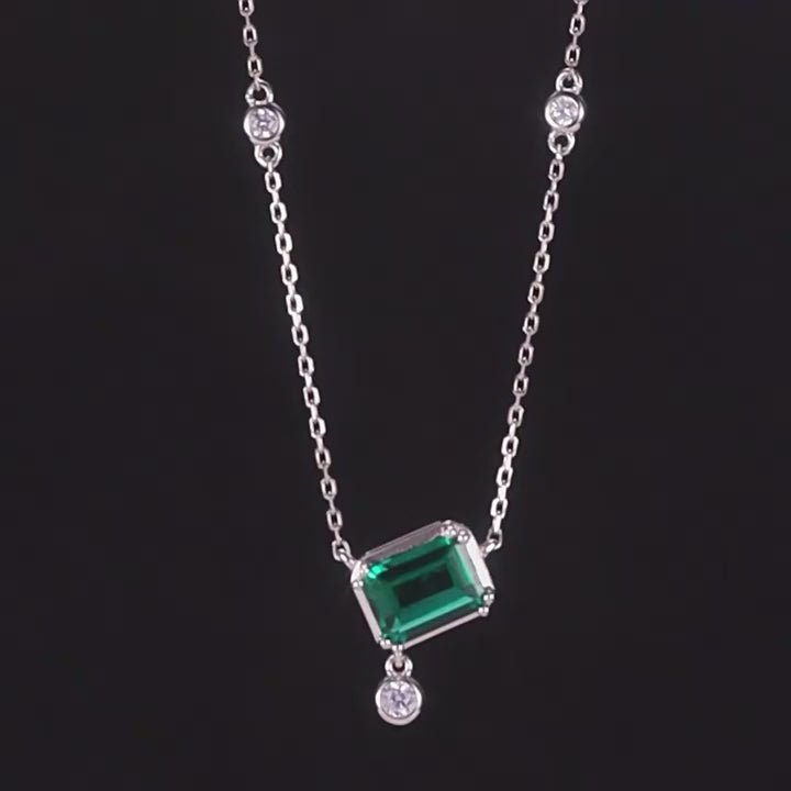 Origsoul Sterling Silver Necklace with Emerald Gemstone