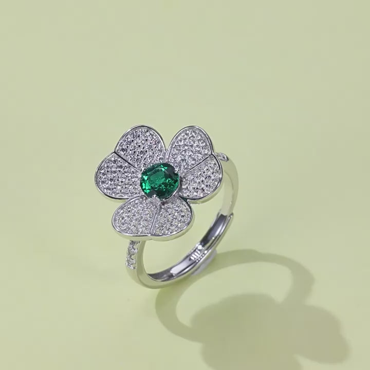 Origsoul Emerald Cut-Engagement Ring Floral Design