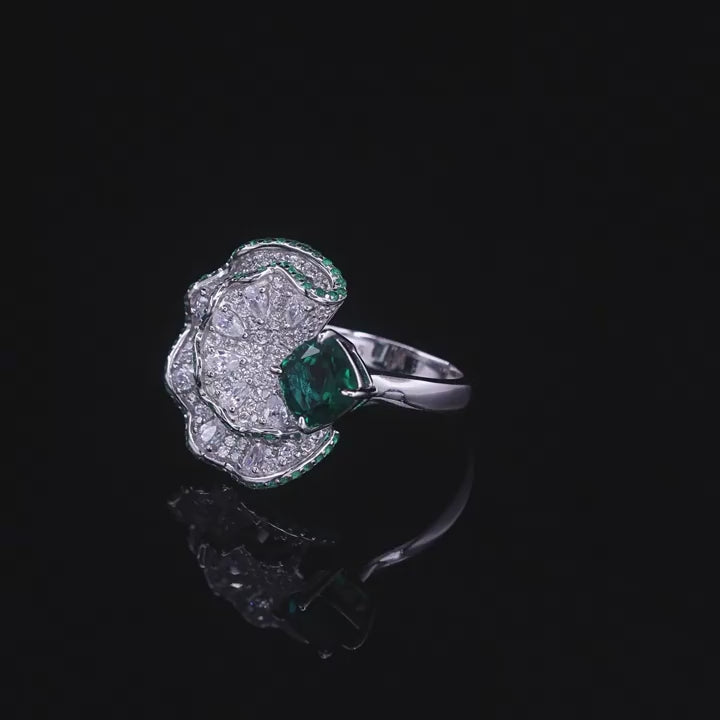 Origsoul Sterling Silver Ring Jewellery with Emerald Stones