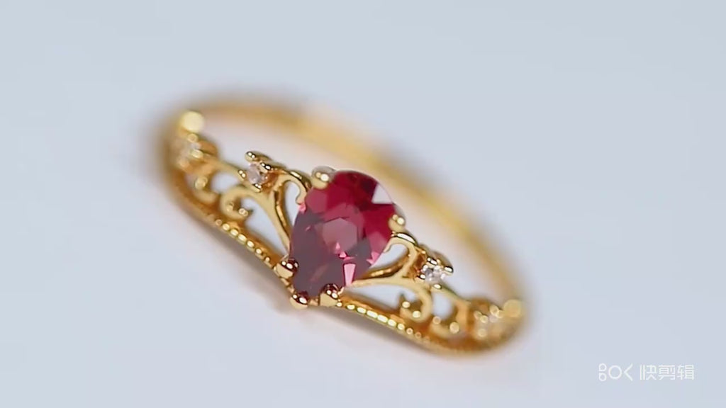 Origsoul Vintage Engagement Ring with Red Gemstone