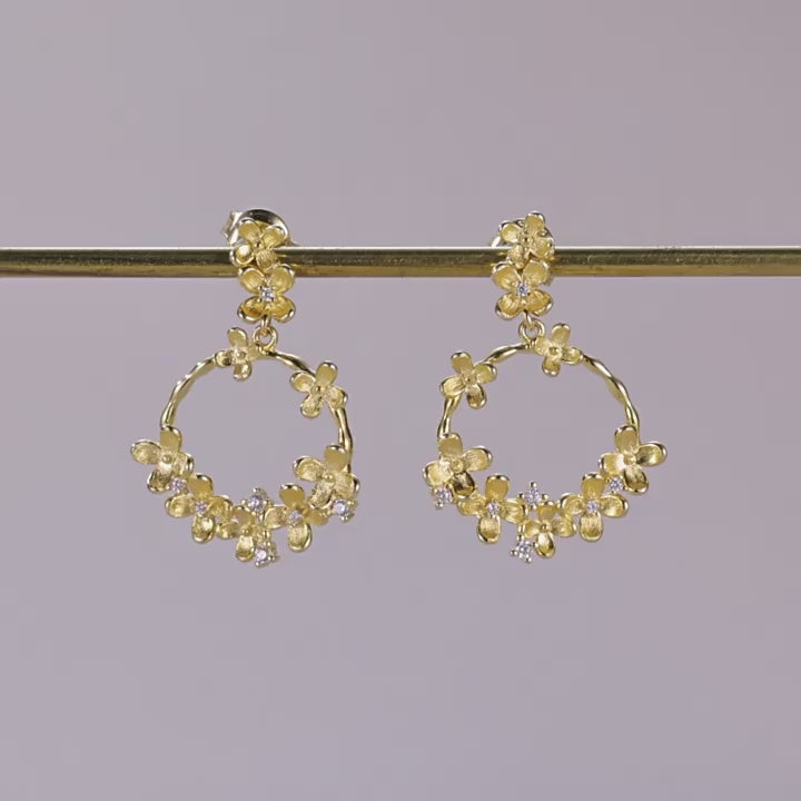 Origsoul Floral Silver Earrings Sterling Gold-Plated
