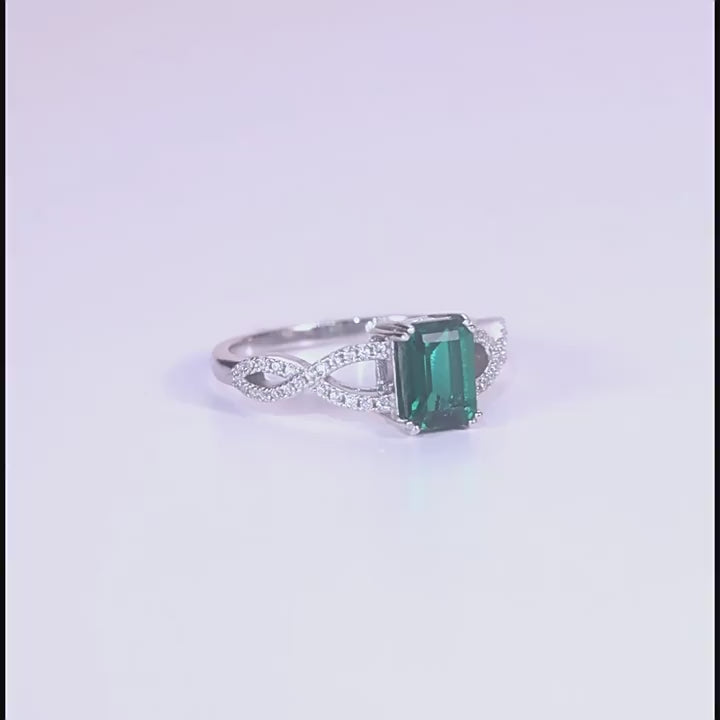 Origsoul Sterling Silver for Jewelry Infinity Emerald Ring