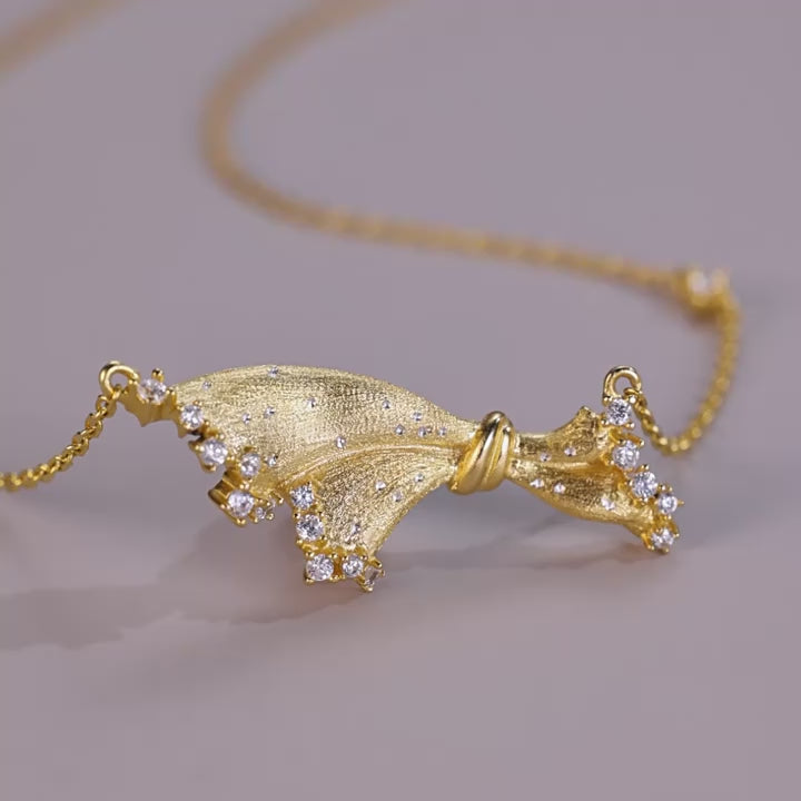 Origsoul Silver Necklace Sterling Gold Bow Pendant