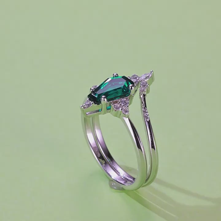 Origsoul Sterling Silver Ring Jewellery with Emerald Gem