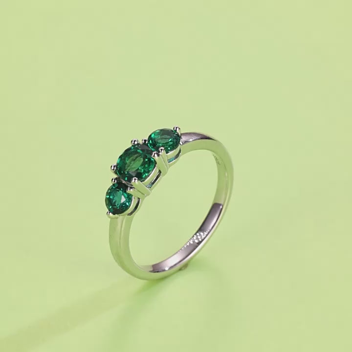 Origsoul Emerald Cut Engagement Ring with Green Gemstones