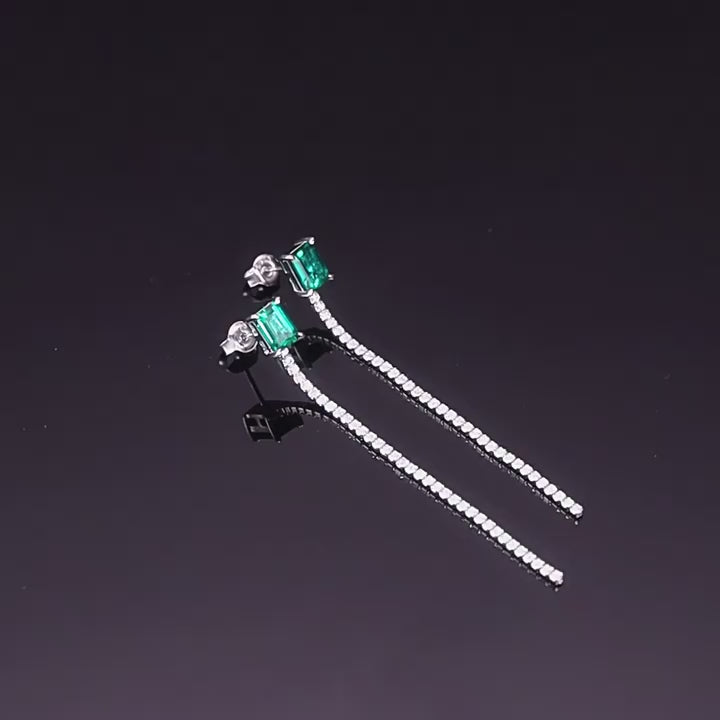 Origsoul Silver Earrings Sterling with Emerald Accents