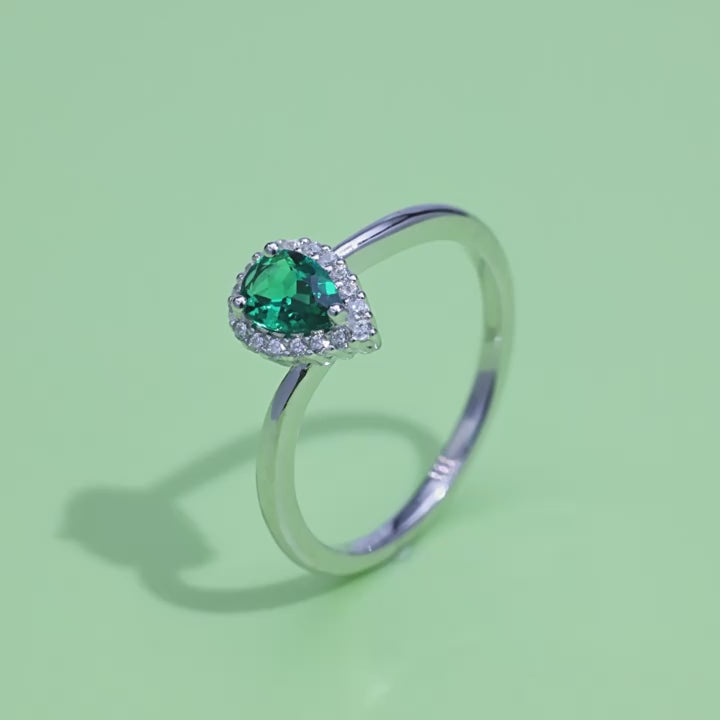 Origsoul Ring Sterling Silver with Emerald Gemstone