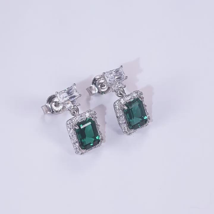Origsoul Earrings with Pearl Drop and Emerald Accent