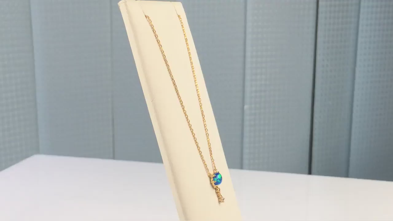 Origsoul Opal Necklace Birthstone with Elegant Gold Chain