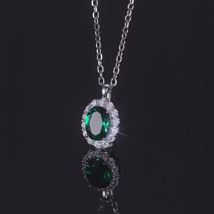 Origsoul Sterling Silver Necklace with Emerald Pendant