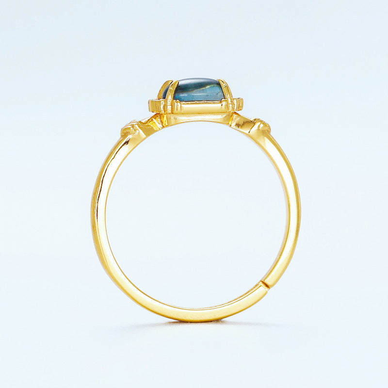 Origsoul ring sterling silver with gold plating and blue gemstone detail
