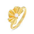 Origsoul ring sterling silver gold plated flower design with white pearl centerpiece