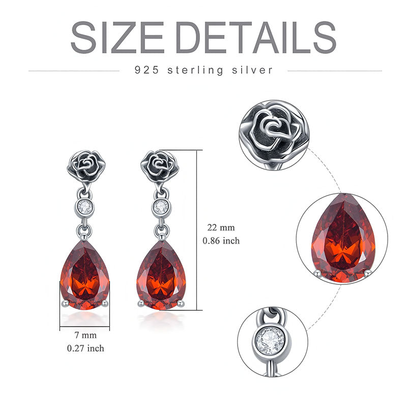 Origsoul rose colored gemstone earrings for women featuring 925 sterling silver and elegant rose design