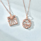 Origsoul rose gold sun moon star necklace with sparkling crystal accents on delicate chain