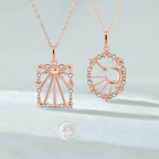Origsoul rose gold sun moon star necklace with sparkling stones and celestial design
