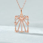 Origsoul rose gold sun moon star necklace with clear crystals and celestial design pendant